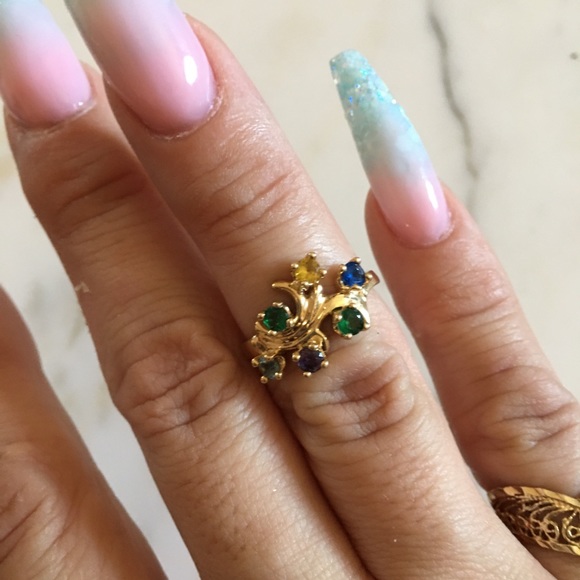 10k  gold 6 stones mother’s  ring size 6 - Picture 2 of 7